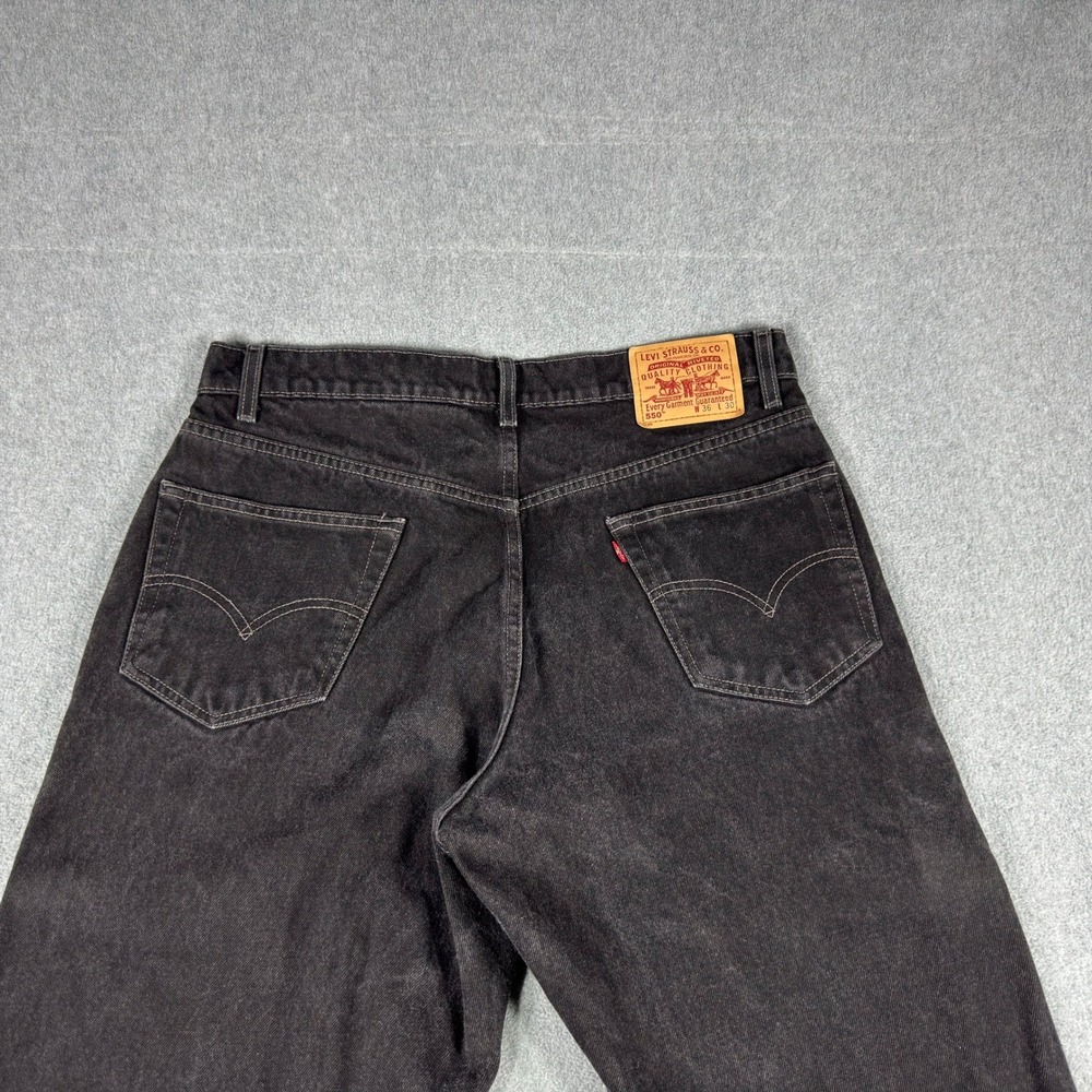 Vintage Levi's 550 Jeans Mens 36x30 Black Denim Relaxed Fit Faded 90s